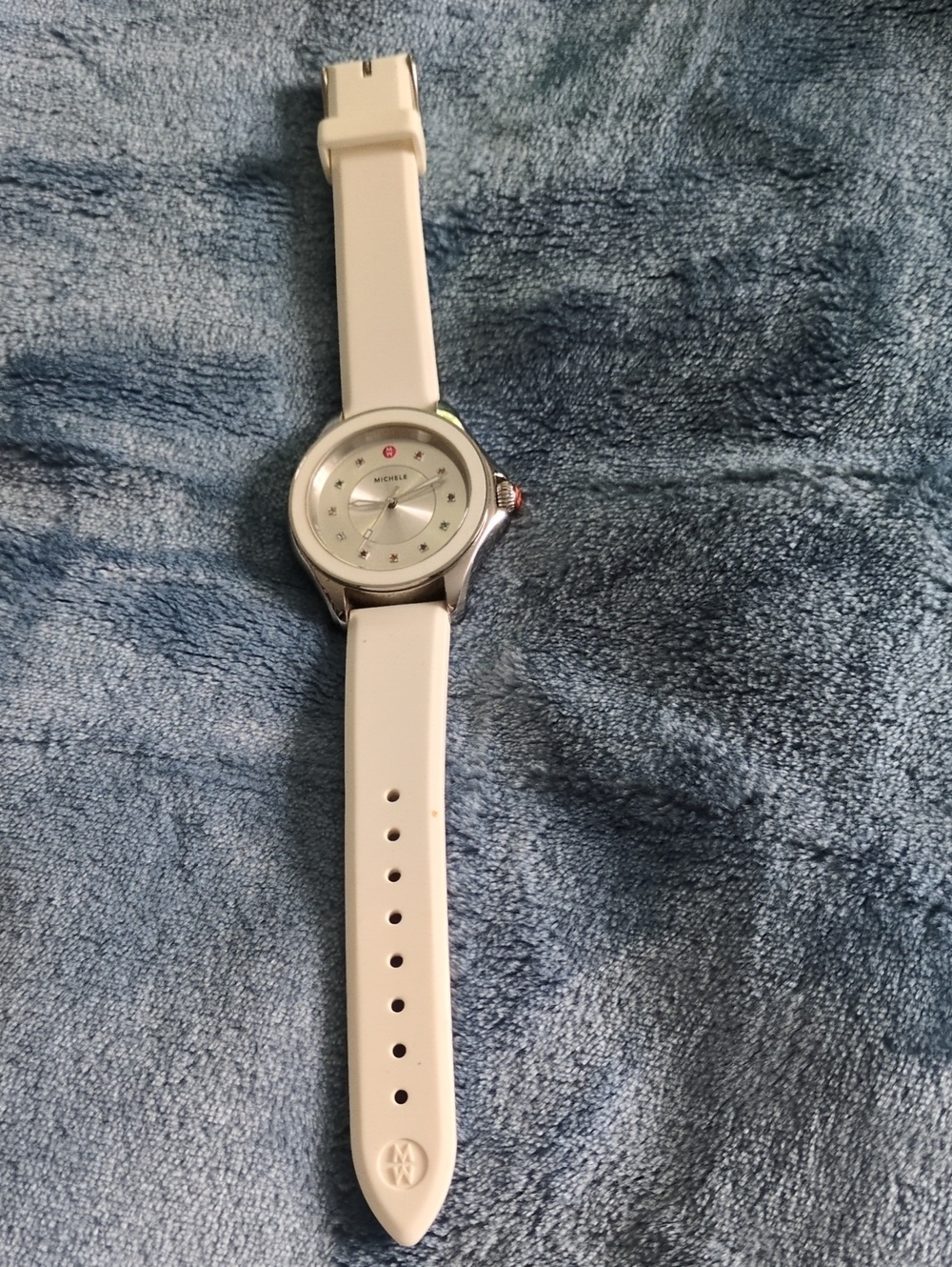 Michele Cape White Silicone Analog 40mm Watch, Model MWW27A000007.